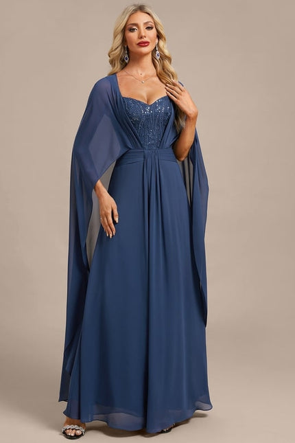 Robe de Soirée Fluide Bleue - gallery 4