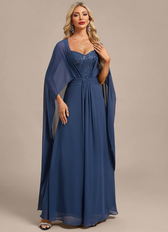Robe de Soirée Fluide Bleue - gallery 4