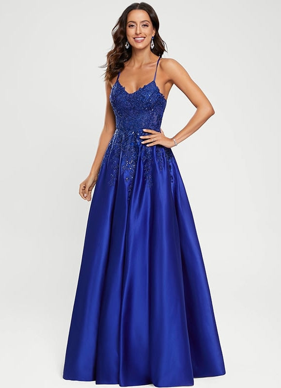 Robe de Soirée Satin Bleu Éclat - gallery 7