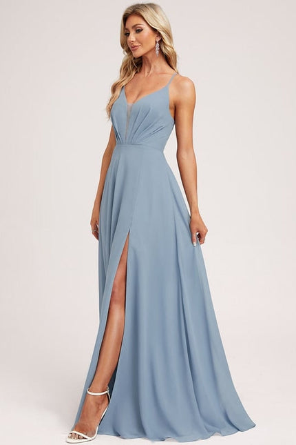 Robe de Soirée Mousseline Beige - gallery 4