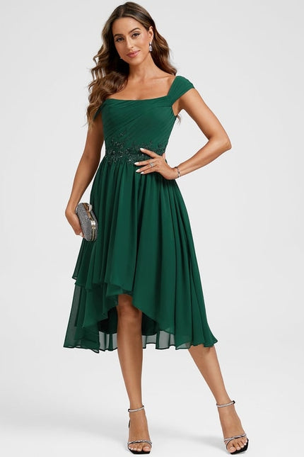 Robe de Soirée Asymétrique Émeraude - gallery 4