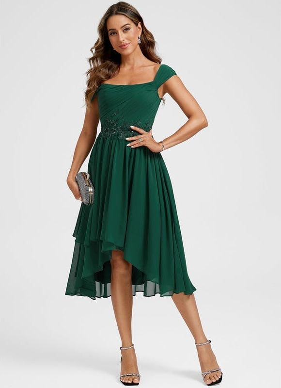 Robe de Soirée Asymétrique Émeraude - gallery 4