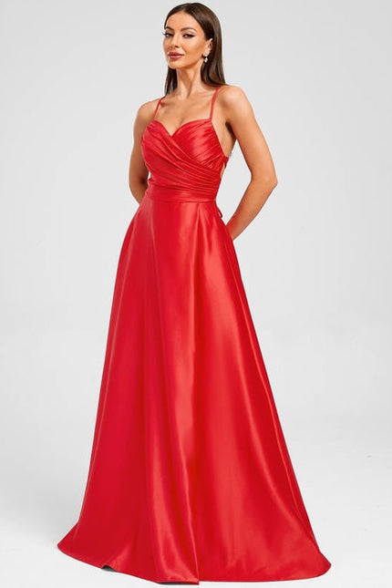 Robe de Soirée Satinée Rubis - gallery 2