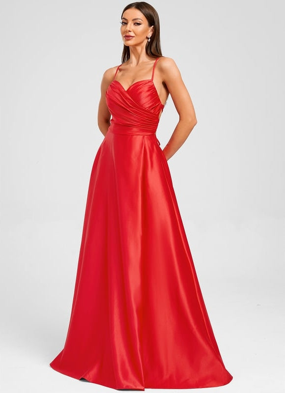 Robe de Soirée Satinée Rubis - gallery 2