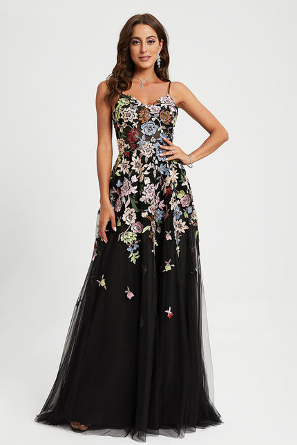 Robe de Soirée Éclat Floral Noir - gallery 4