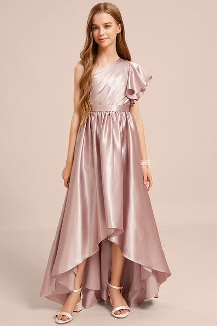 Robe De Soirée Asymétrique Rose - gallery 1