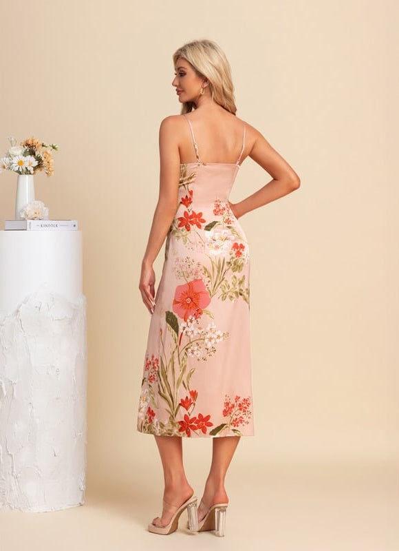 Robe de Soirée Satinée Fleurie - gallery 2
