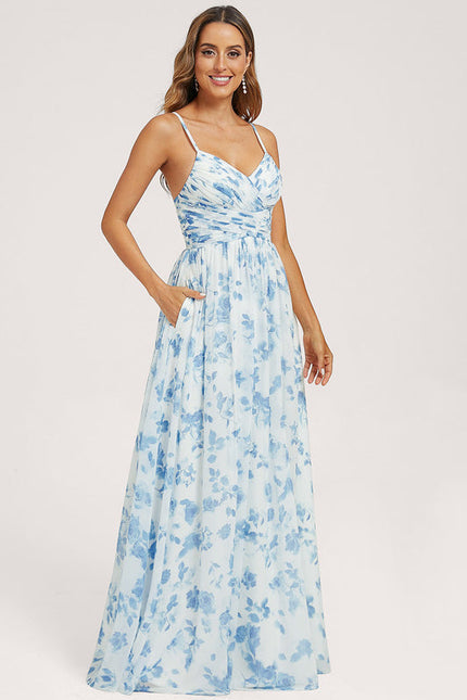 Robe de Soirée Mousseline Beige - gallery 2