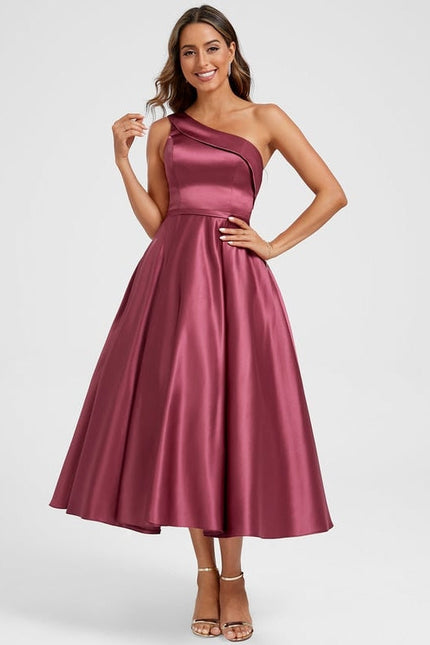 Robe de Soirée Satinée Cerise - gallery 1
