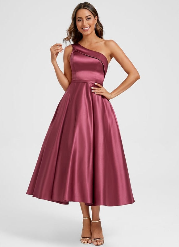 Robe de Soirée Satinée Cerise - gallery 1