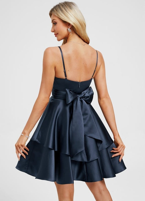 Robe de Soirée Satin À Volants - gallery 5