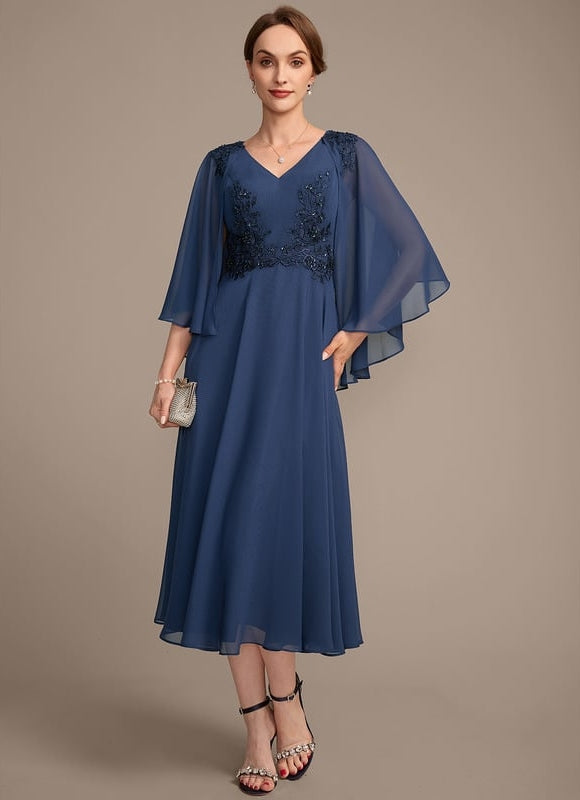 Robe de Soirée Élégance Marine Chiffon