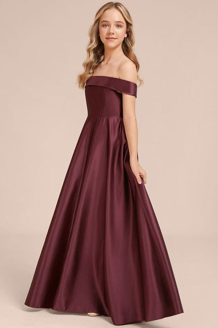 Robe de Soirée Satin Bordeaux - gallery 4