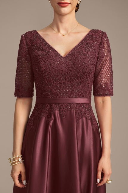 Robe de Soirée Bourgogne Satiné - gallery 7