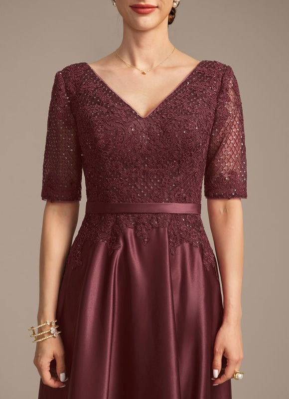 Robe de Soirée Bourgogne Satiné - gallery 7