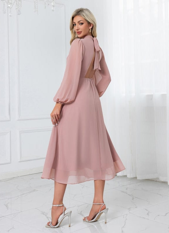 Robe de Soirée Midi Rose Poudré - gallery 4