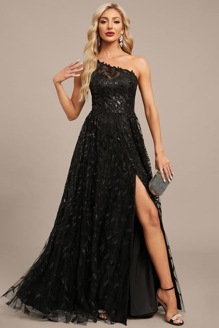 Robe De Soirée Asymétrique Noire - gallery 3