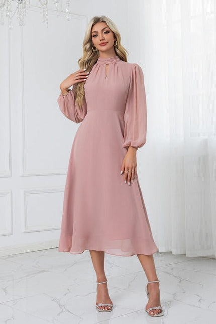 Robe de Soirée Midi Rose Poudré - gallery 2
