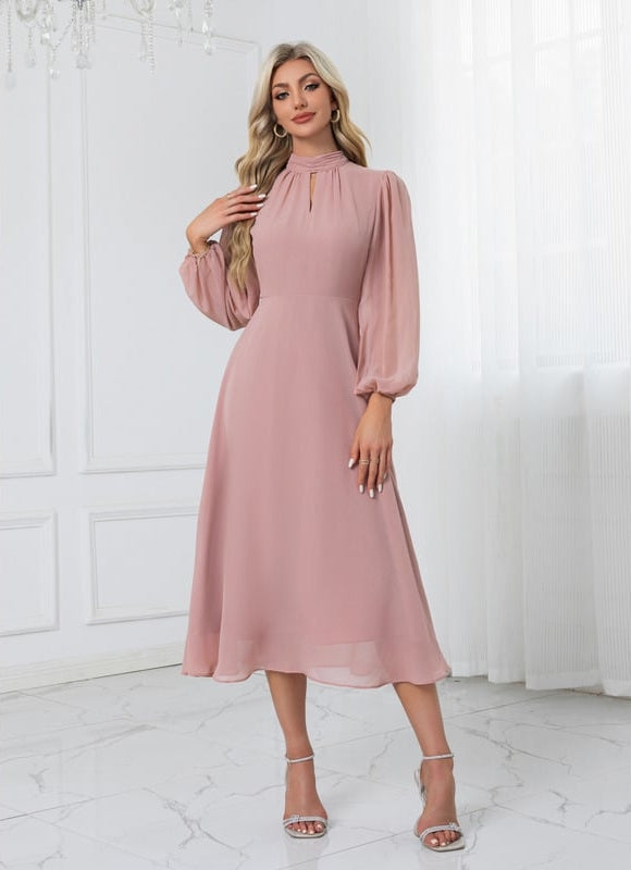 Robe de Soirée Midi Rose Poudré - gallery 2
