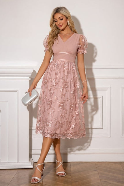 Robe de Soirée Florale Rose - gallery 3