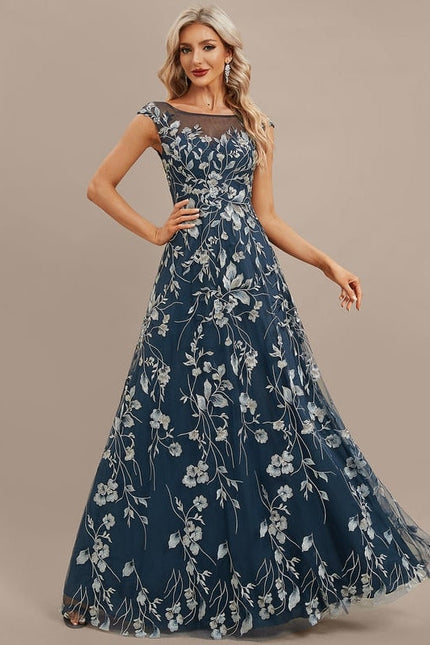 Robe de Soirée Floral Noir Chic