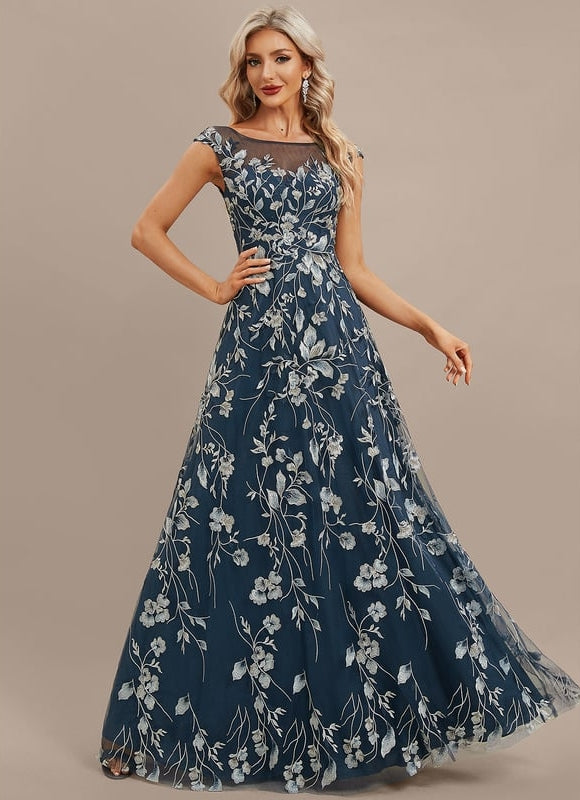 Robe de Soirée Floral Noir Chic