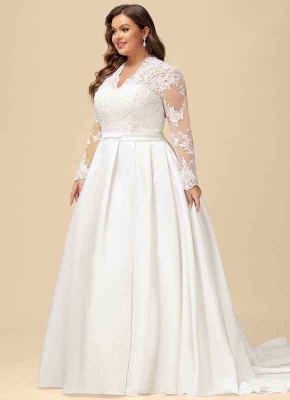 Robe de Soirée Longue Blanche Princesse Dentelle Col V - gallery 7
