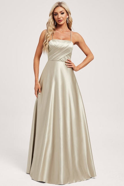 Robe de Soirée Satin Vert Pâle