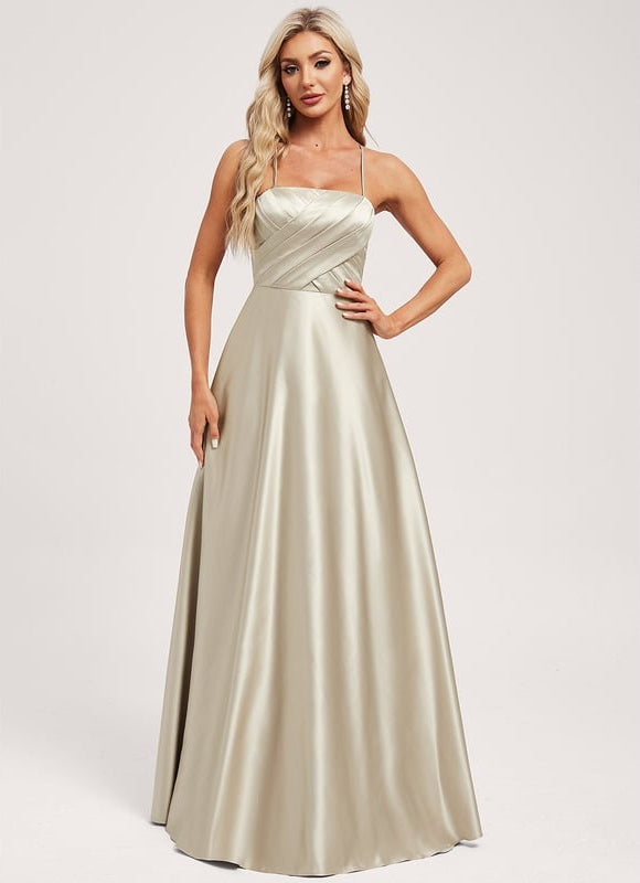Robe de Soirée Satin Vert Pâle