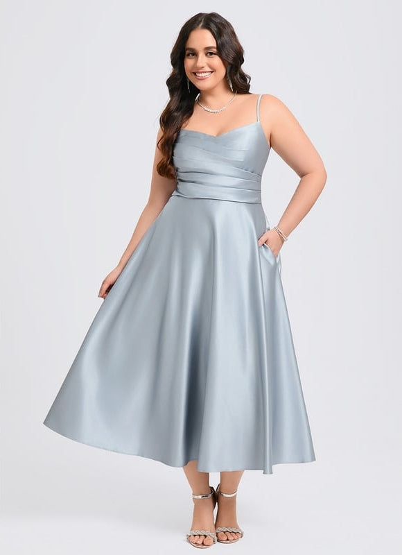 Robe de Soirée Satinée Céleste - gallery 7