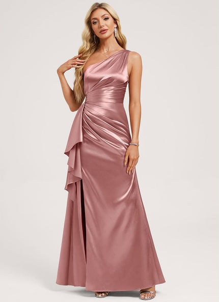 Robe de Soirée Bleu Satiné Élégant