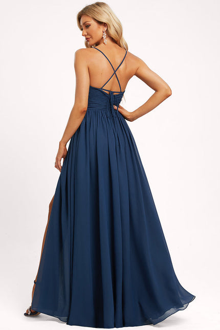 Robe de Soirée Mousseline Beige - gallery 2