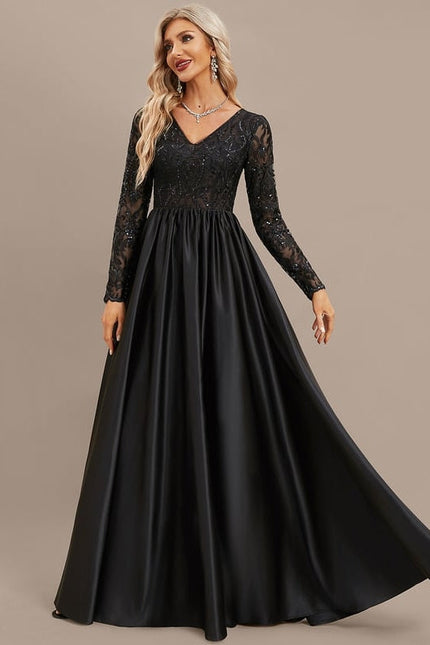 Robe de Soirée Luxe Satin Noir - gallery 4