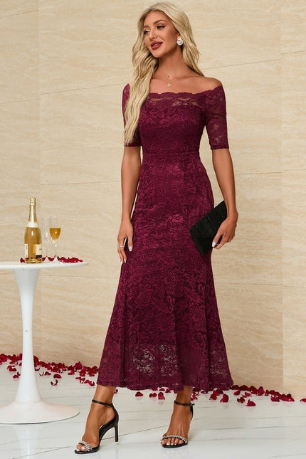 Robe de Soirée Bordeaux Florale - gallery 3
