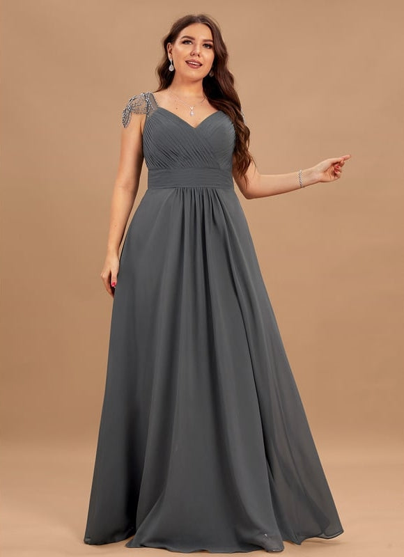 Robe de Soirée Chiffon Marine - gallery 9