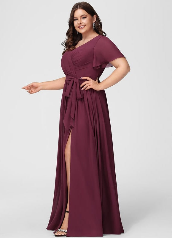 Robe de Soirée Mousseline Beige - gallery 9