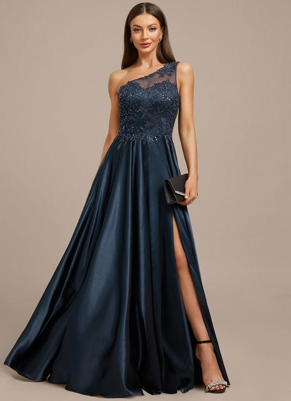 Robe De Soirée Dentelle Asymétrique