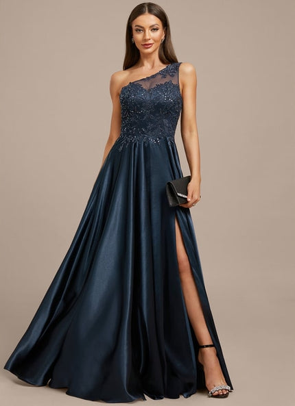Robe De Soirée Dentelle Asymétrique