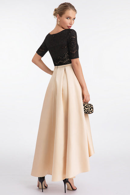 Robe de Soirée Satin Noir Doré - gallery 3