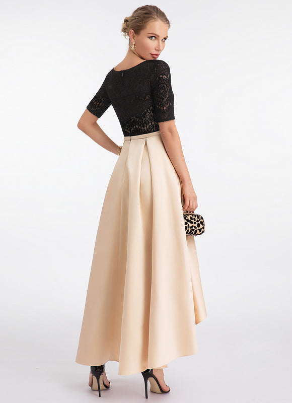 Robe de Soirée Satin Noir Doré - gallery 3