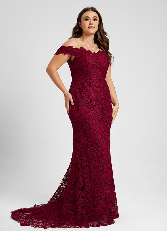 Robe de Soirée Bordeaux Dentelle - gallery 6