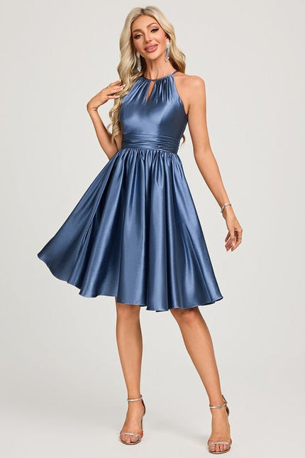 Robe de Soirée Satin Bleu - gallery 4