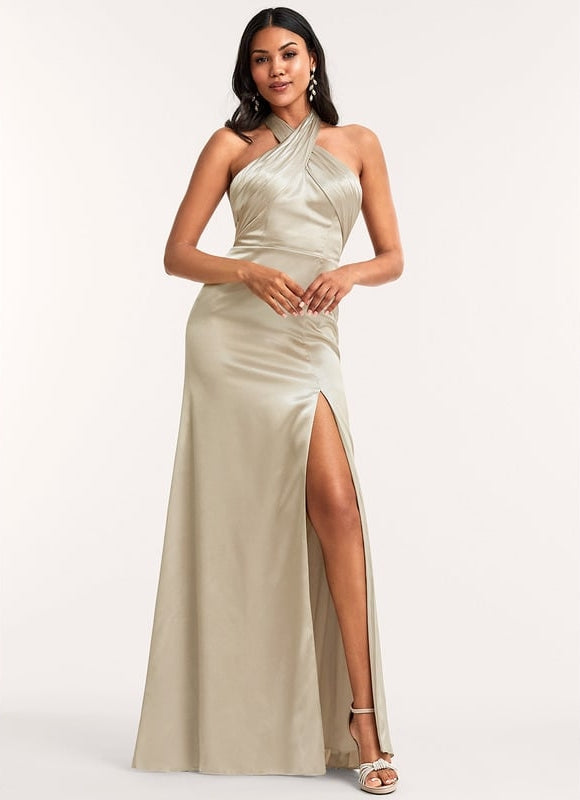 Robe de Soirée Satin Bleu Clair