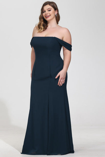 Robe de Soirée Longue Bleue Sirène Épaules Dénudées - gallery 9