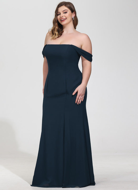 Robe de Soirée Longue Bleue Sirène Épaules Dénudées - gallery 9