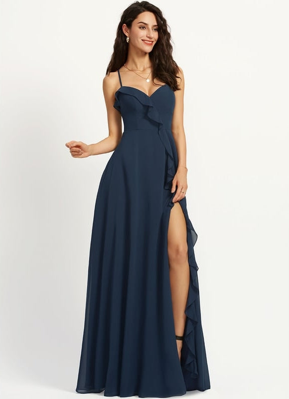 Robe de Soirée Mousseline Beige