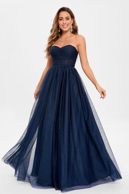 Robe de Soirée Longue Bleue Festive Collier Paillettes - gallery 7