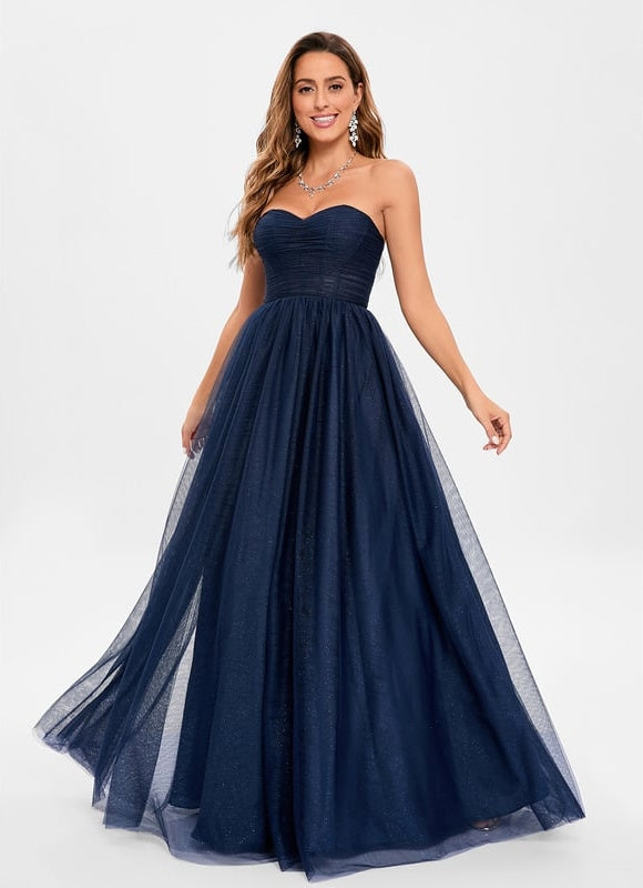 Robe de Soirée Longue Bleue Festive Collier Paillettes - gallery 7