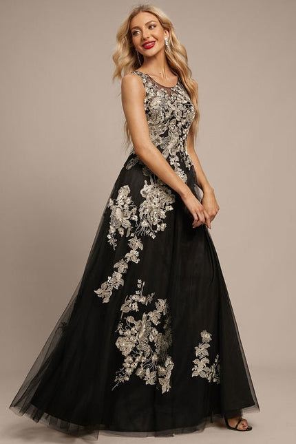 Robe de Soirée Tulle Noir Étoilé - gallery 1
