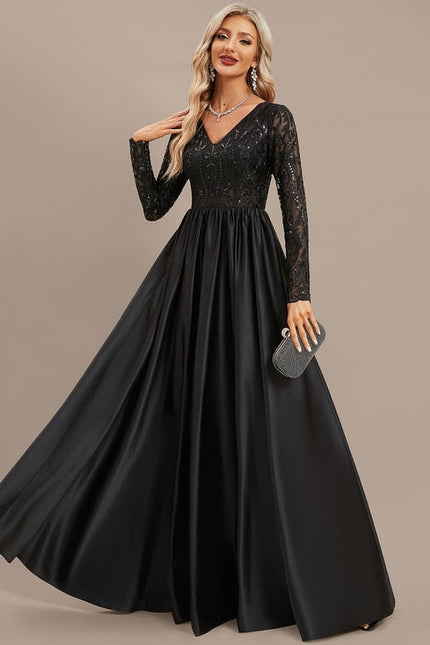 Robe de Soirée Luxe Satin Noir - gallery 2